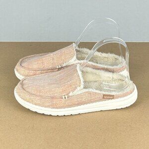 Hey Dude Lexi Sparkling Rose Gold Lined Mules Womens 6 Pink Gold White